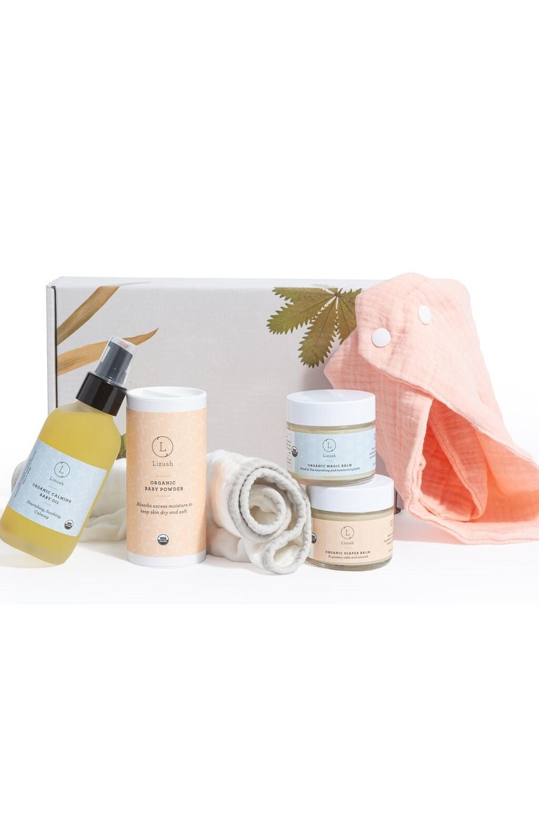 Lizush Organic full care new baby gift set, Main, color, NO COLOR