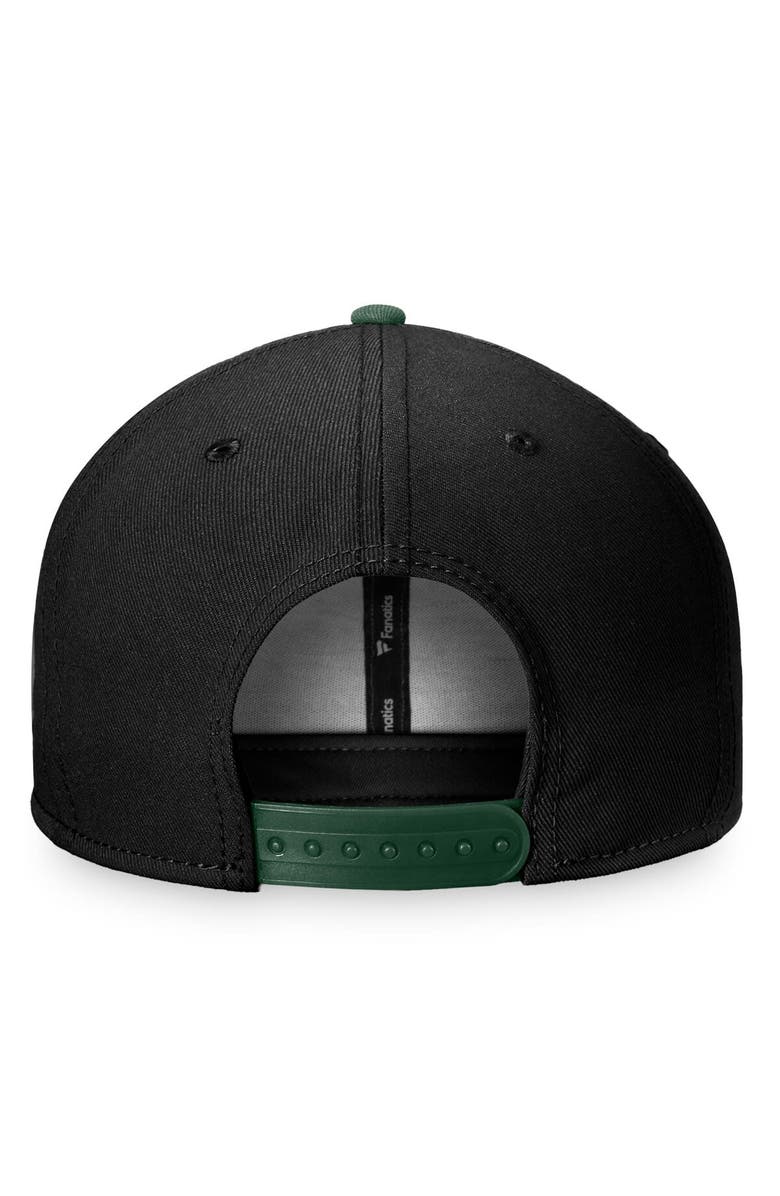 FANATICS Men's Fanatics Branded Black/Green Minnesota Wild Fundamental Colorblocked Snapback Hat, Alternate, color,