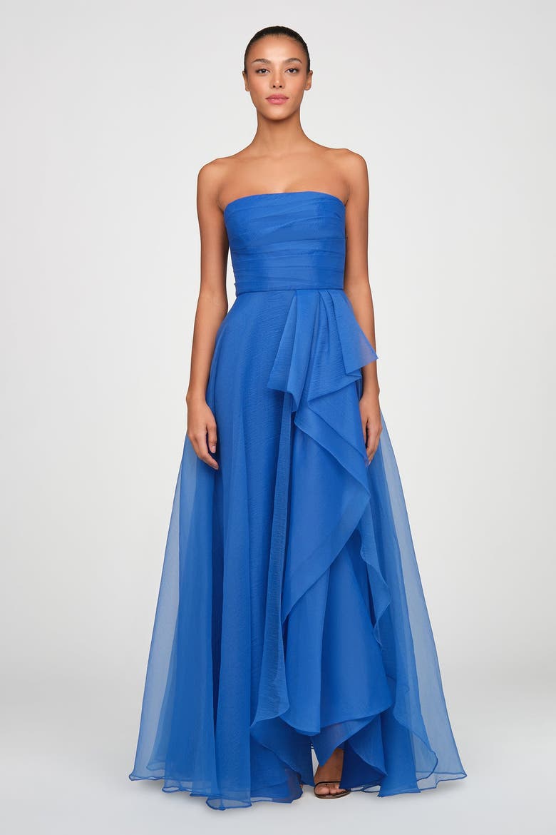 Teresa Strapless Draped Gown, Main, color, Brilliant Blue