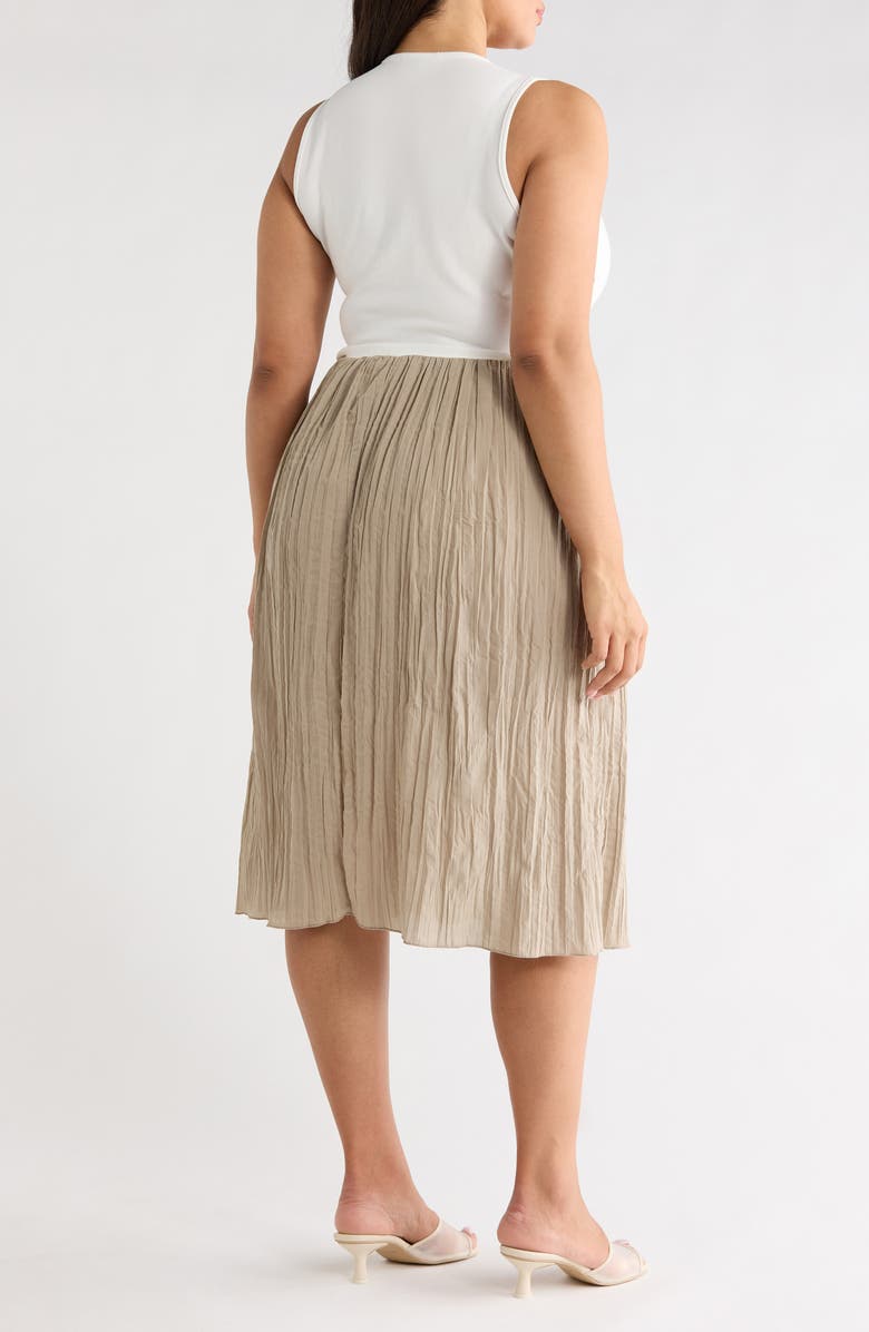 TASH AND SOPHIE Sleeveless Mixed Media Dress, Alternate, color, Ivory/ Camel