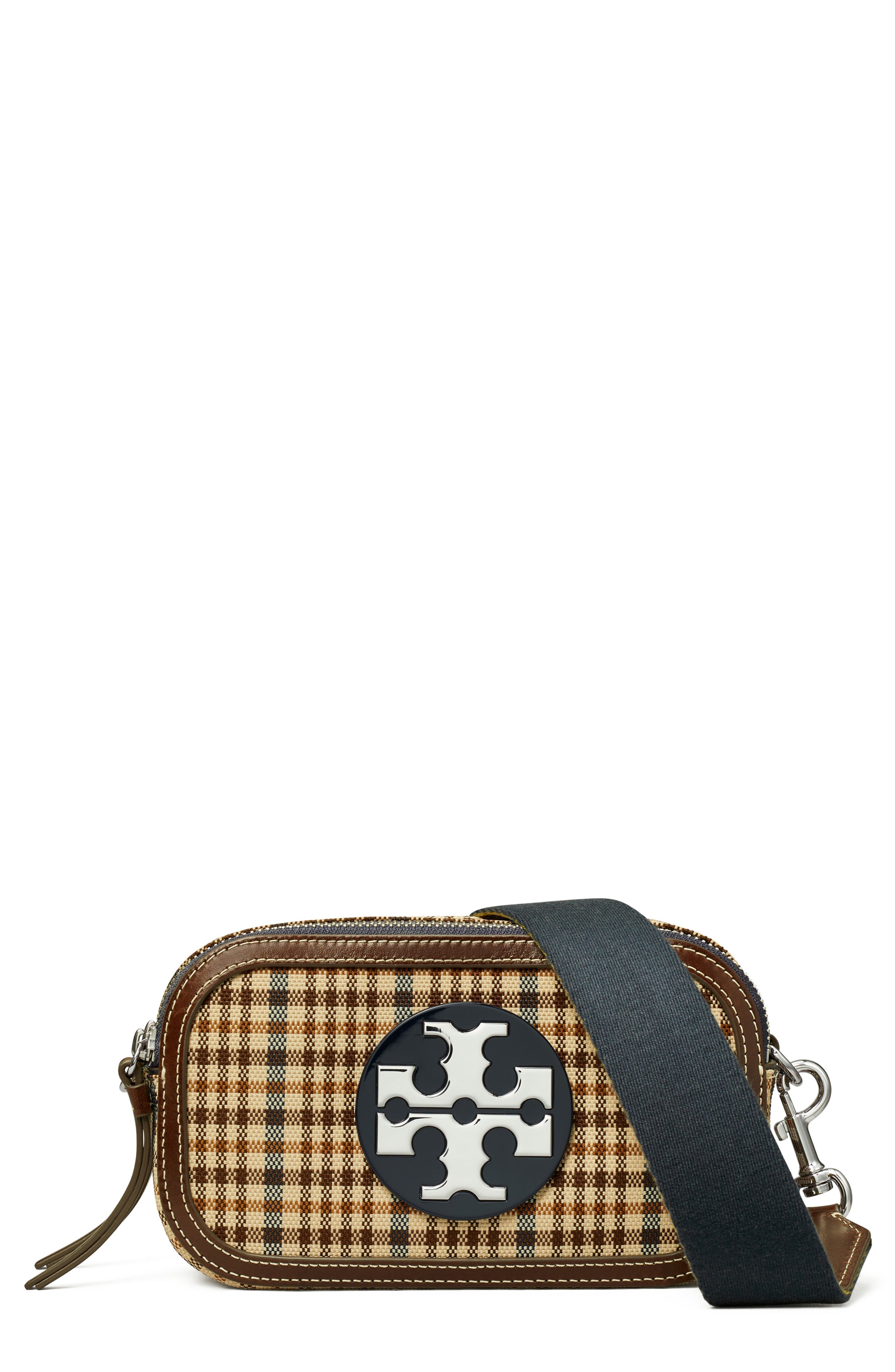 Tory Burch Mini Miller Plaid Crossbody Bag, Main, color, 
