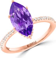 EFFY 14K Rose Gold Amethyst & Diamond Ring