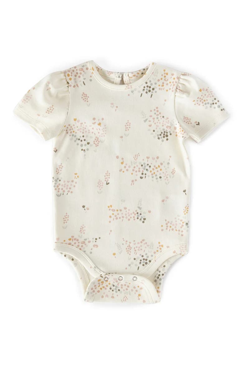 Flower Patch Puff Sleeve Organic Cotton Bodysuit, Main, color, FLOWER PATCH