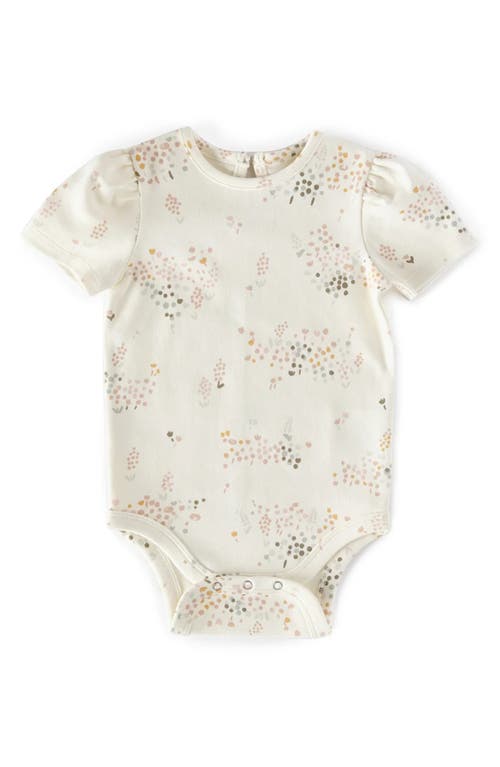 Pehr Flower Patch Puff Sleeve Organic Cotton Bodysuit In Neutral