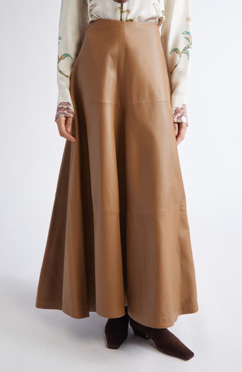 Varda Lambskin A-Line Midi Skirt