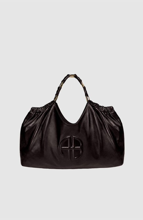 Anine Bing Medium Kate Embossed-logo Drawstring Tote Bag In Brown