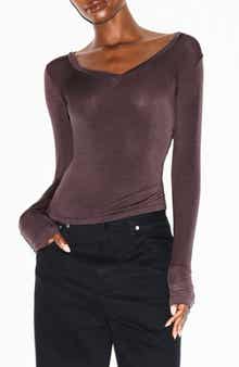 SKIMS Long Sleeve V-Neck T-Shirt