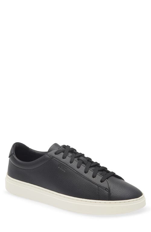 Hugo Boss Low-top Trainers In Grained Faux Leather In Black