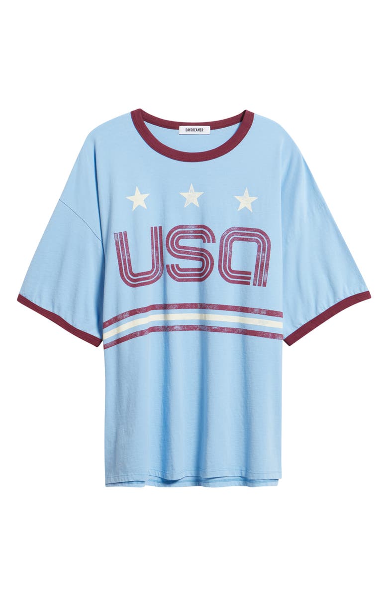 Daydreamer USA World Cup Oversized Graphic Ringer Tee, Alternate, color, Blue Bell Combo