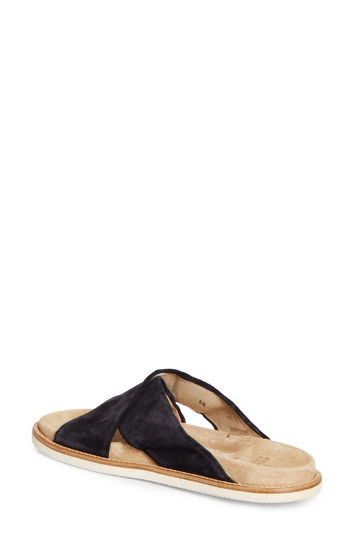 Brunello Cucinelli Cross Strap Suede Slide Sandal In Chh10 Dark Blue