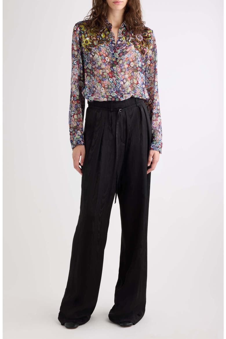 Chowy Embellished Print Georgette Button-Up Shirt, Alternate, color, MULTI