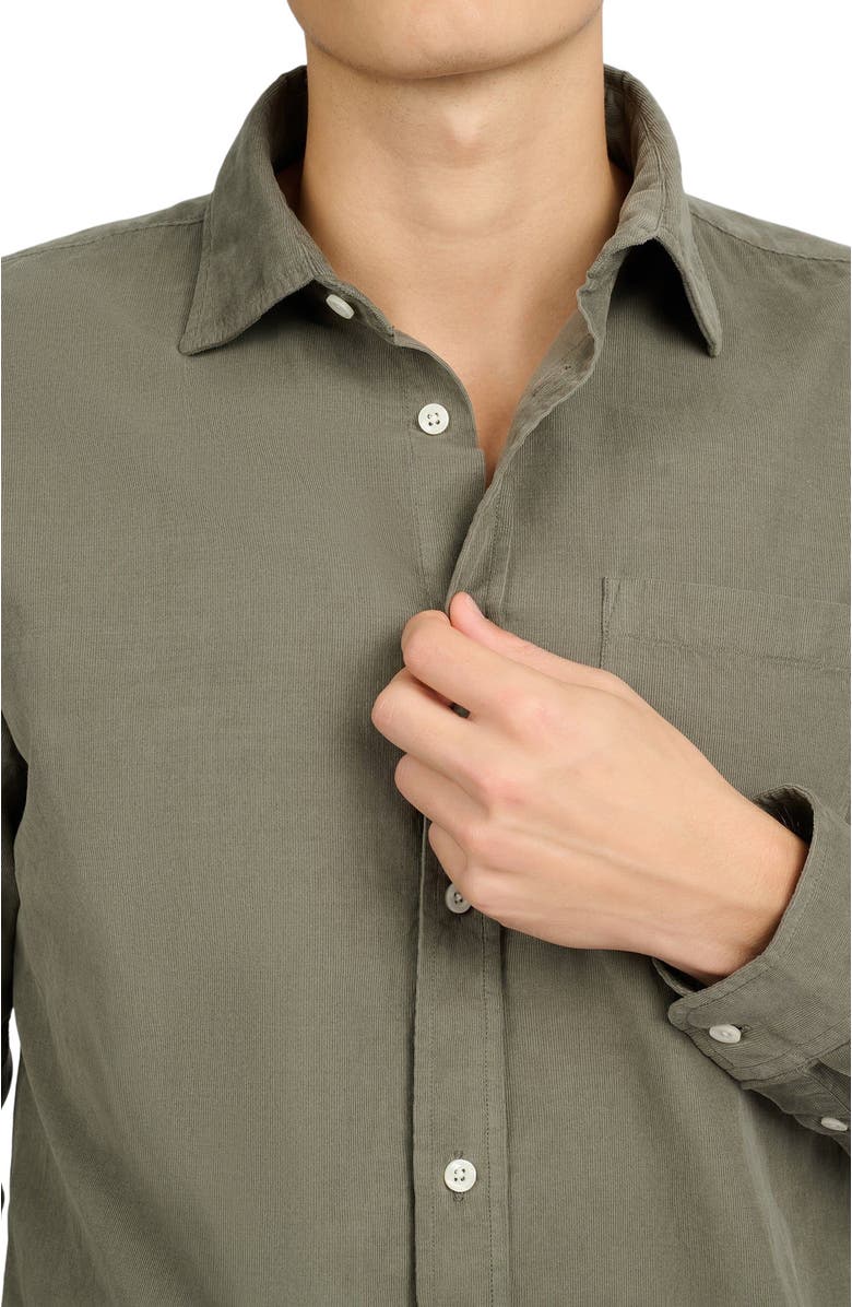 Onia Micro Cord Long Sleeve Button Down, Alternate, color, Dark Sage