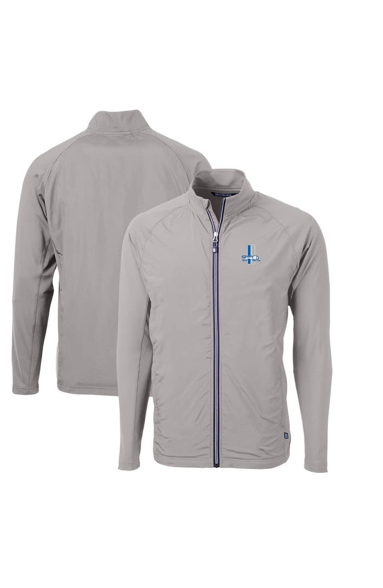 Cutter & Buck Men's Cutter & Buck Gray Detroit Lions Adapt Eco Knit Hybrid Recycled Full-Zip Throwback Jacket, Main, color, Gray