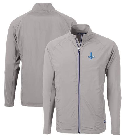 Men's Cutter & Buck Gray Detroit Lions Adapt Eco Knit Hybrid Recycled Full-Zip Throwback Jacket