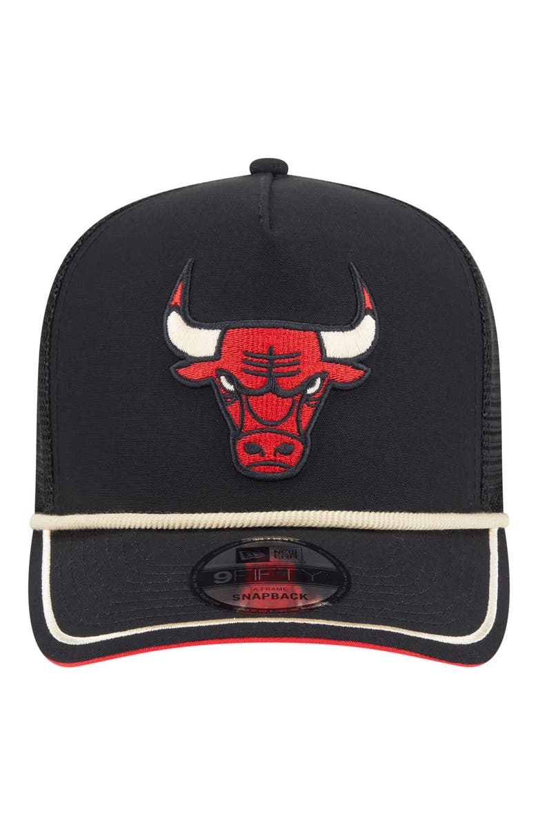 New Era Men's New Era Black Chicago Bulls Vintage Team Rope A-Frame 9FIFTY Snapback Hat, Alternate, color, 