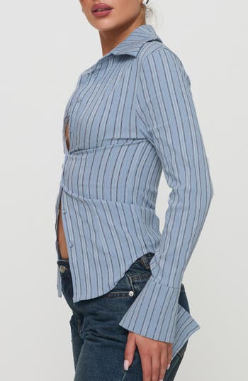 Madlin Stripe Long Sleeve Button-Up Shirt