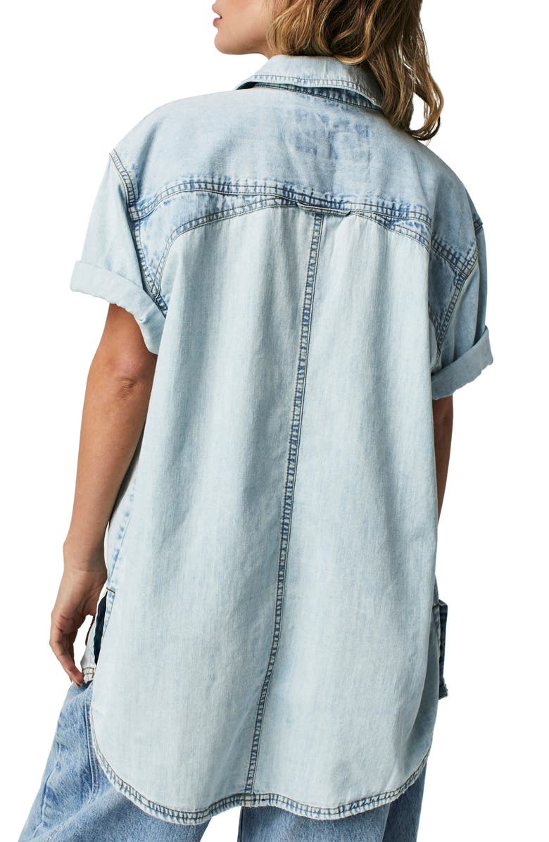 Free People The Short of It Denim Shirt, Alternate, color, 