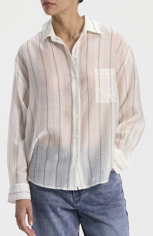 Ronen Chen Striped Button-Up Shirt in White-Blue Stripes at Nordstrom, Size 10