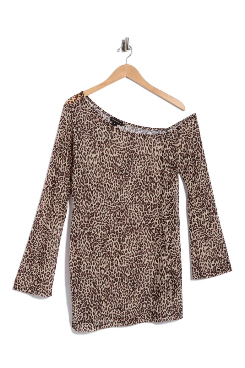 Lucky Leopard Off the Shoulder Mesh Swim Cover-Up, Main, color, LUCKY LEOPARD001