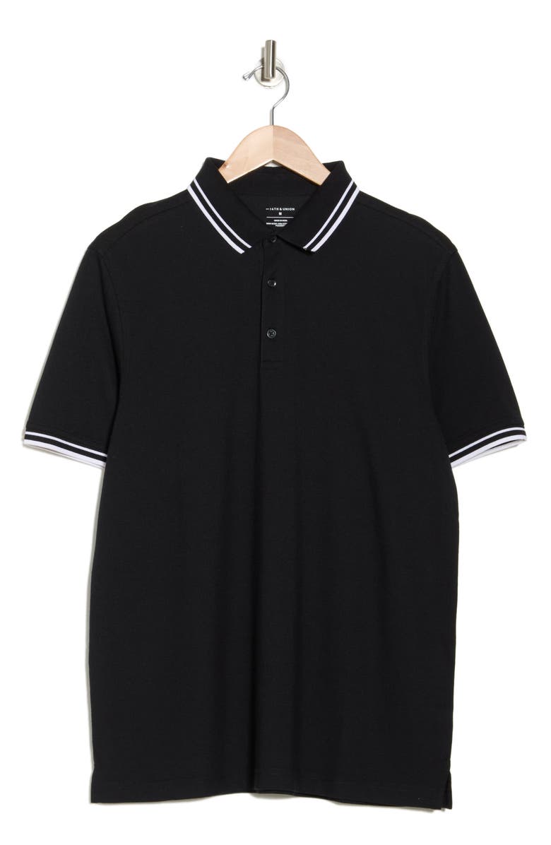 14th & Union Tipped Polo, Alternate, color, Black