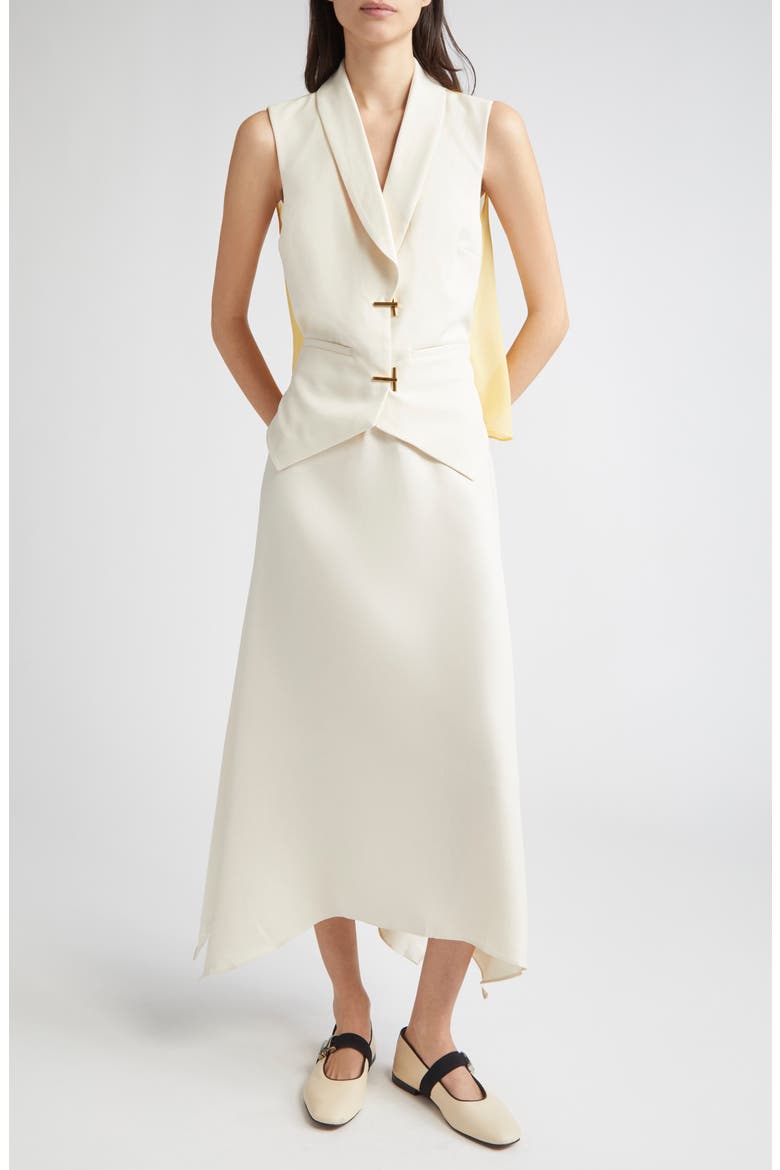 Tailored Handkerchief Hem Dress, Main, color, IVORY / CORNSILK