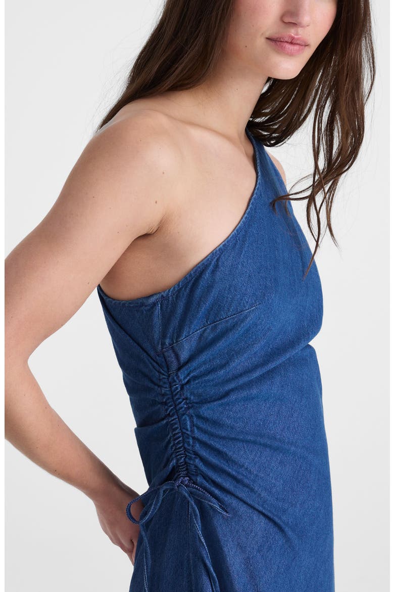One-Shoulder Denim Maxi Dress, Alternate, color, MARINA BLUE