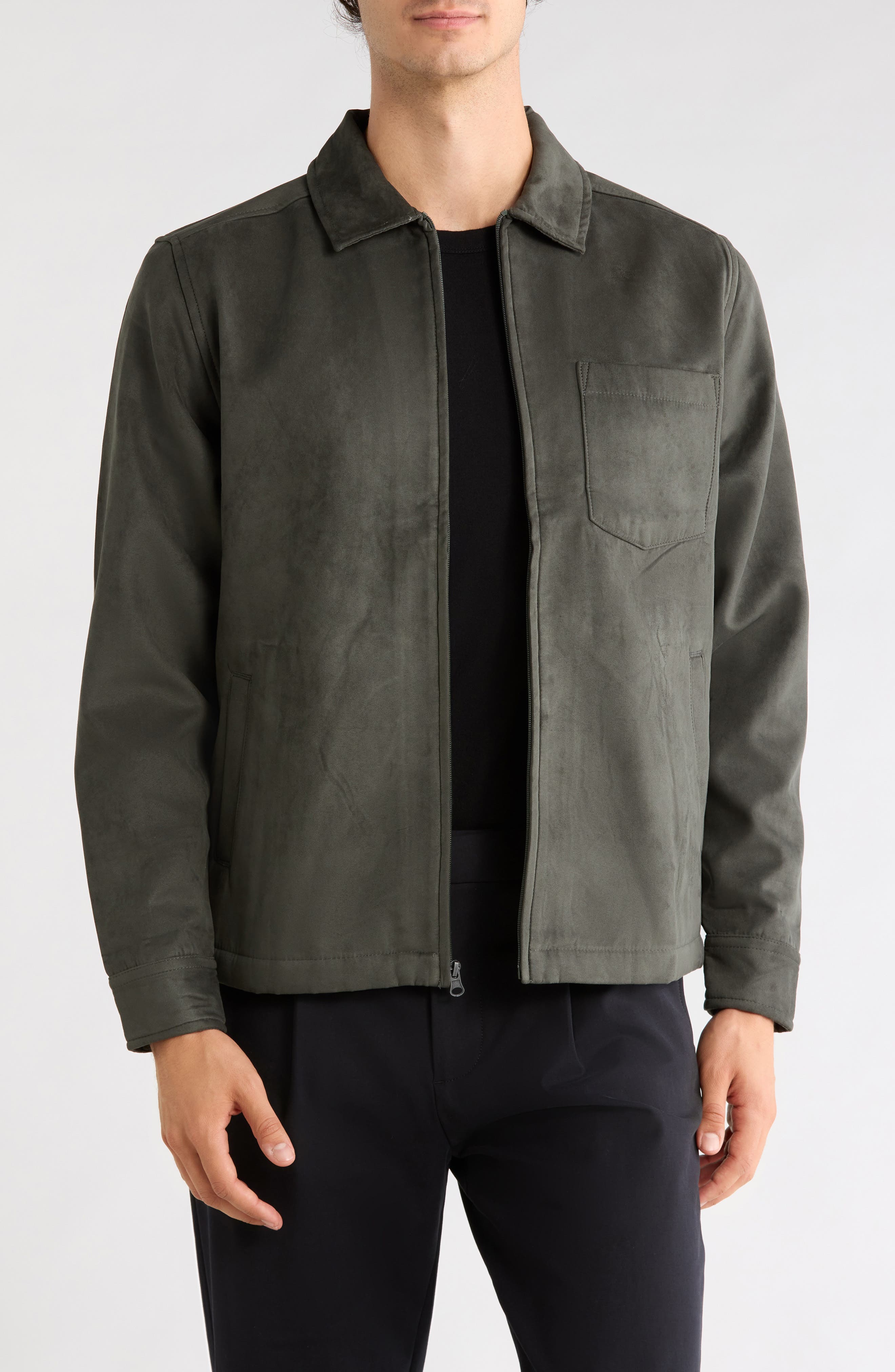 Faux Suede Full Zip Jacket
