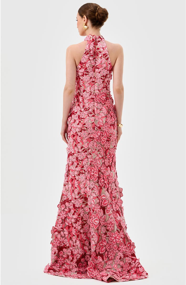 Bariano Salome High Neck Gown, Alternate, color, Pink