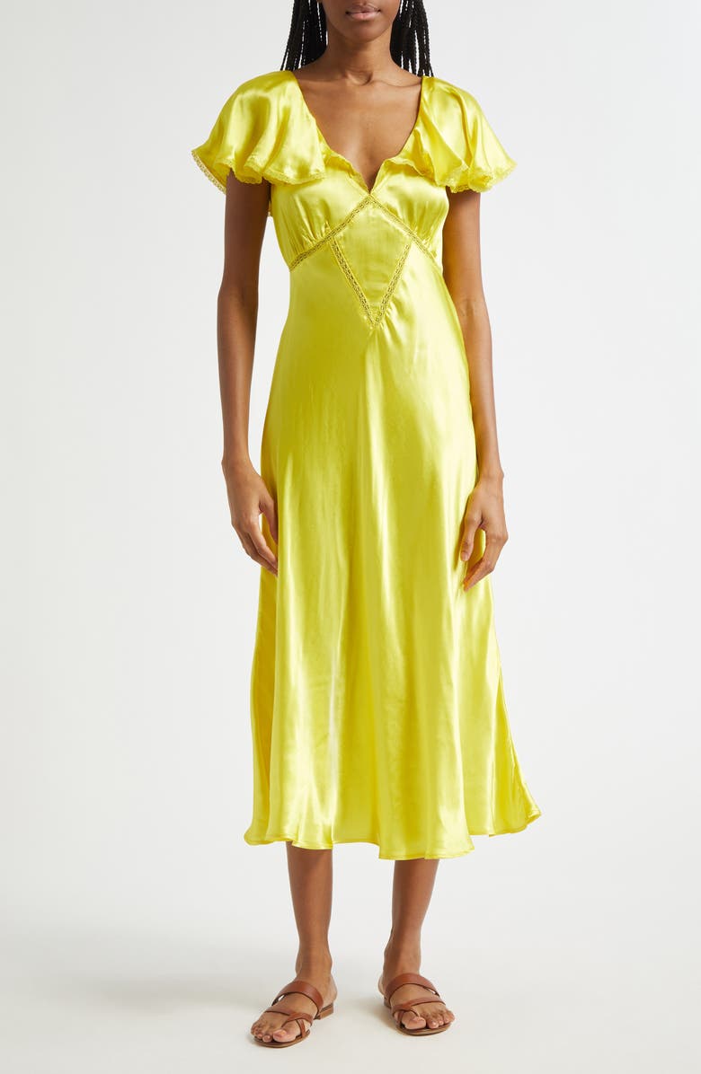 MILLE Eloise Ruffle Sleeve Dress, Main, color, Citron