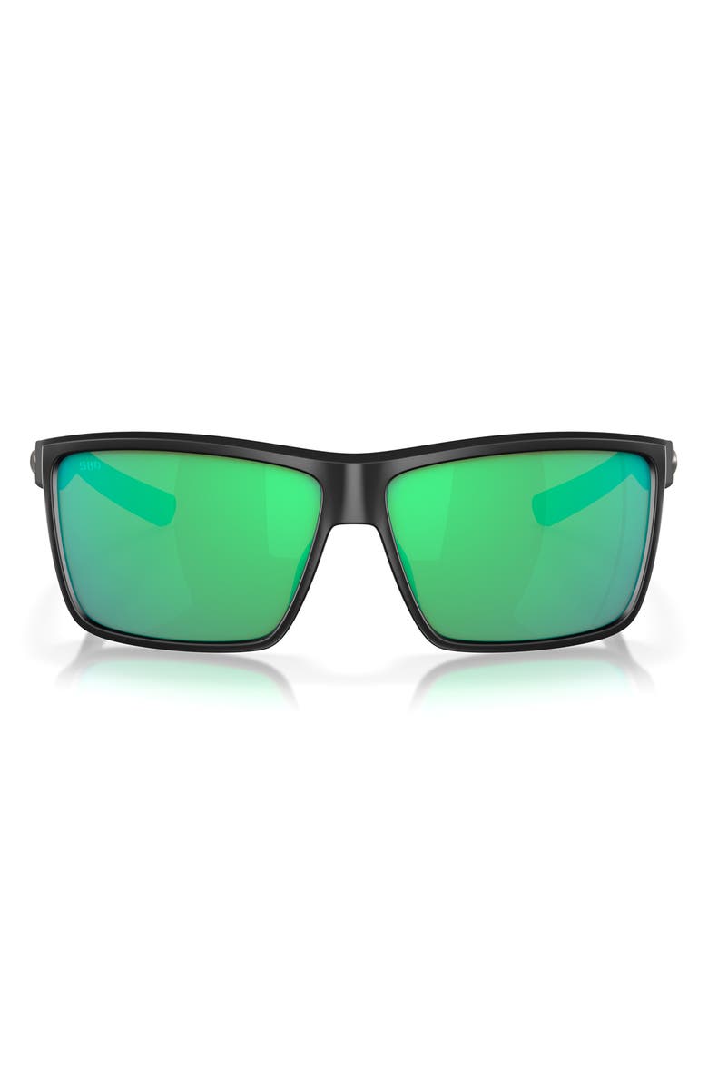 Costa Del Mar Rinconcito 60mm Polarized Rectangular Sunglasses, Main, color, Black Green