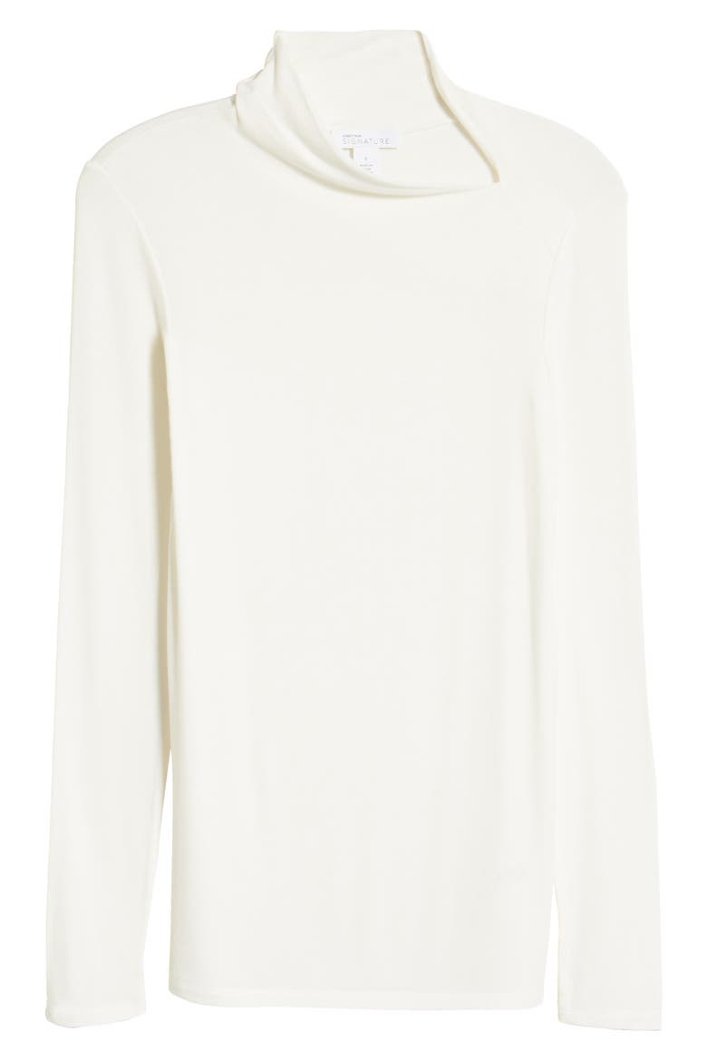 Asymmetric Mock Neck Top, Alternate, color, IVORY CLOUD