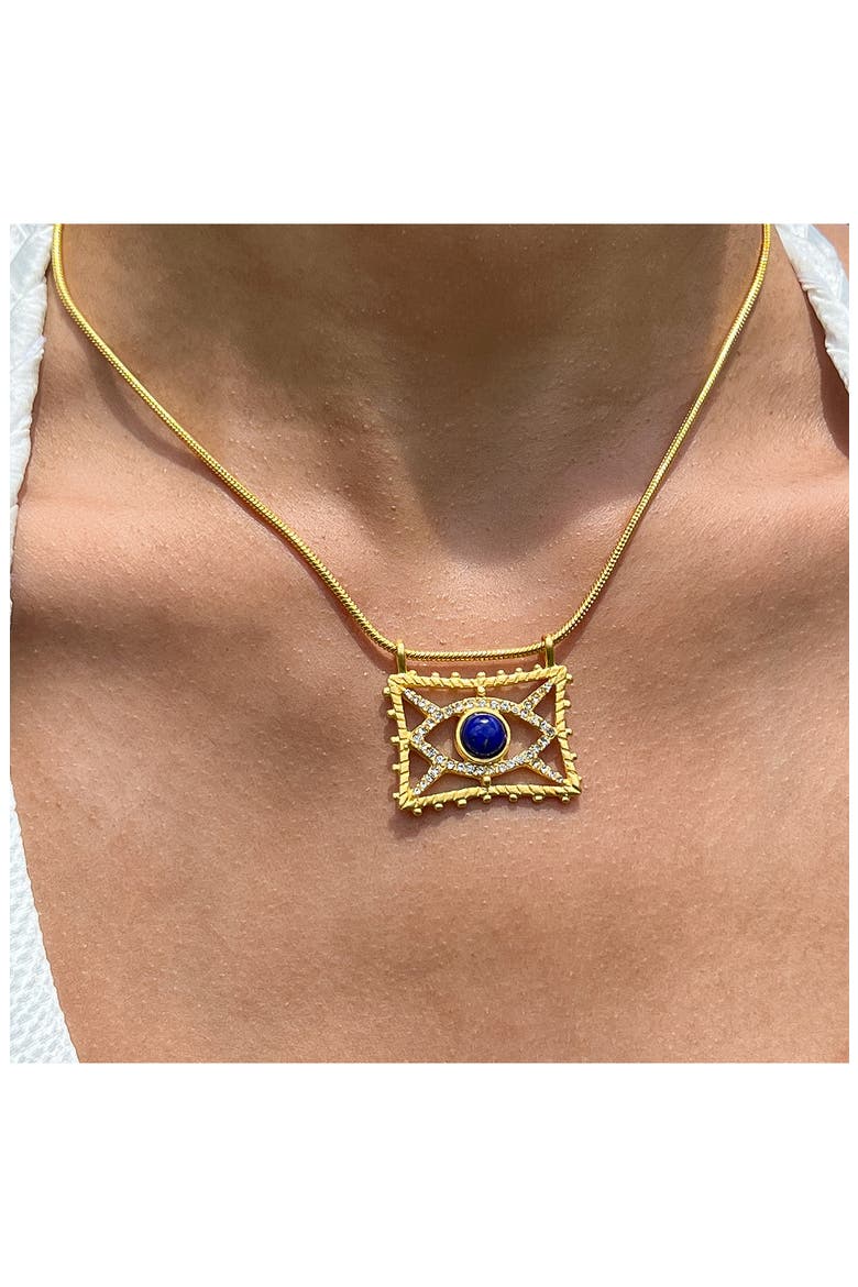 Nour Evil Eye Necklace, Alternate, color, BLUE