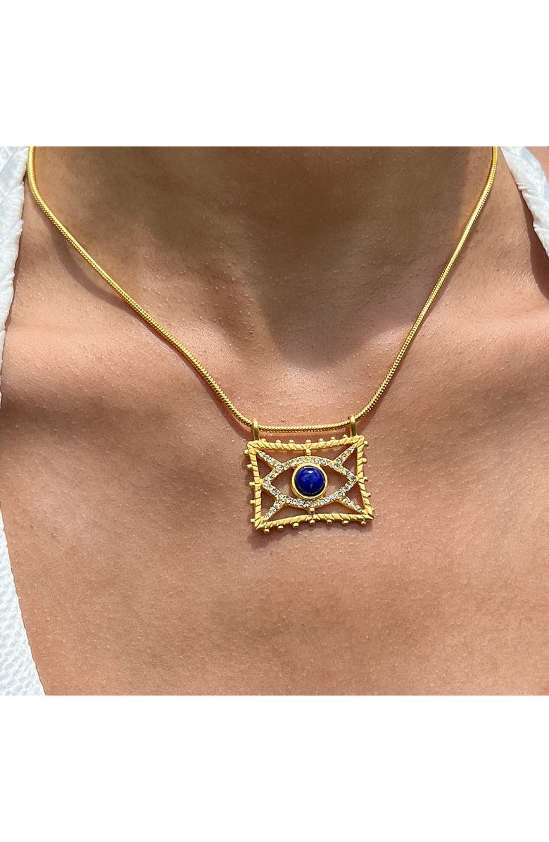 Sequin Nour Evil Eye Necklace, Alternate, color, Blue