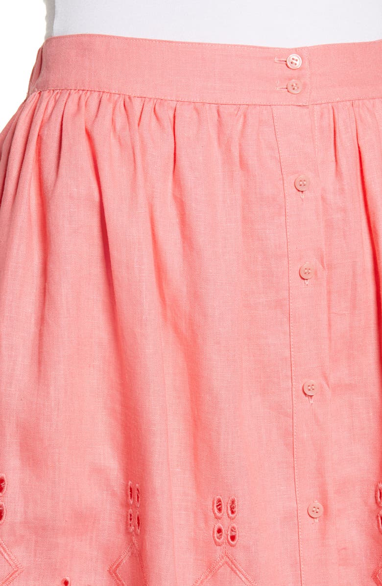 Rachel Parcell Eyelet Linen A-Line Skirt, Alternate, color, 
