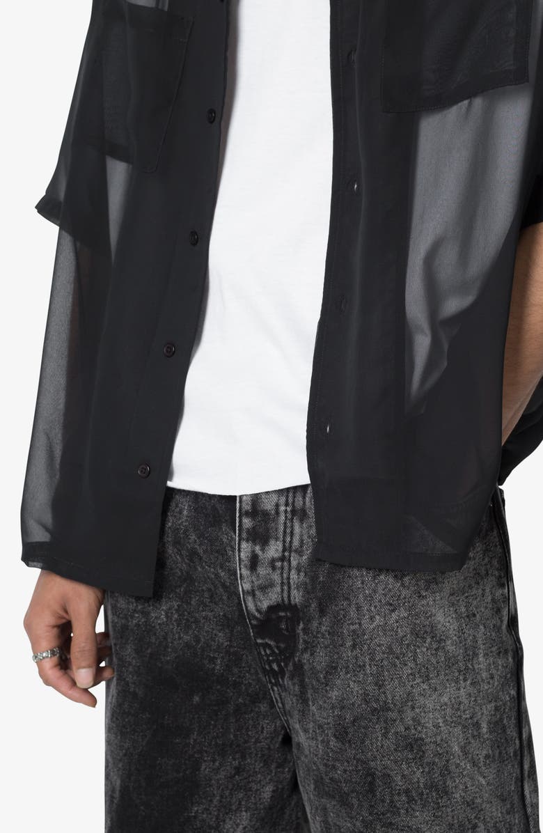 mnml Oversize Sheer Camp Shirt, Alternate, color, Black