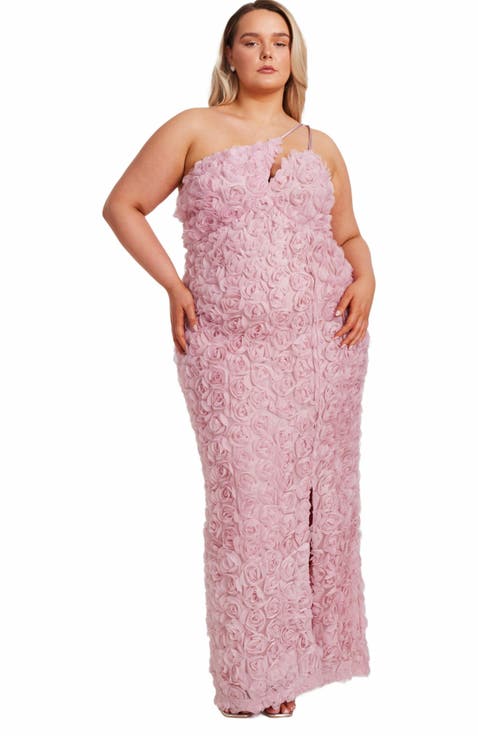 Plus Size Cut Out 3D Floral Maxi Dress