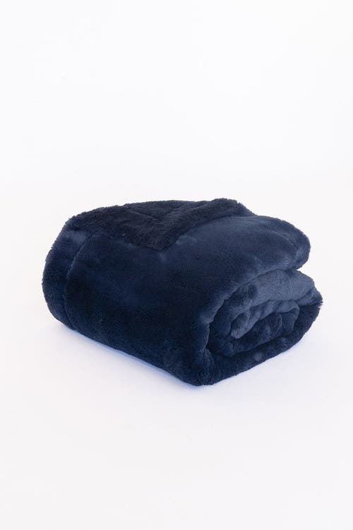 Sea To Me Blankets Carmel Cuddle Faux Fur Throw Blanket In Blue