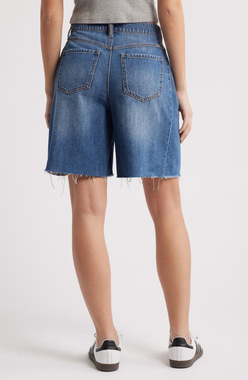 1822 Denim Raw Hem Pleated Denim Bermuda Shorts