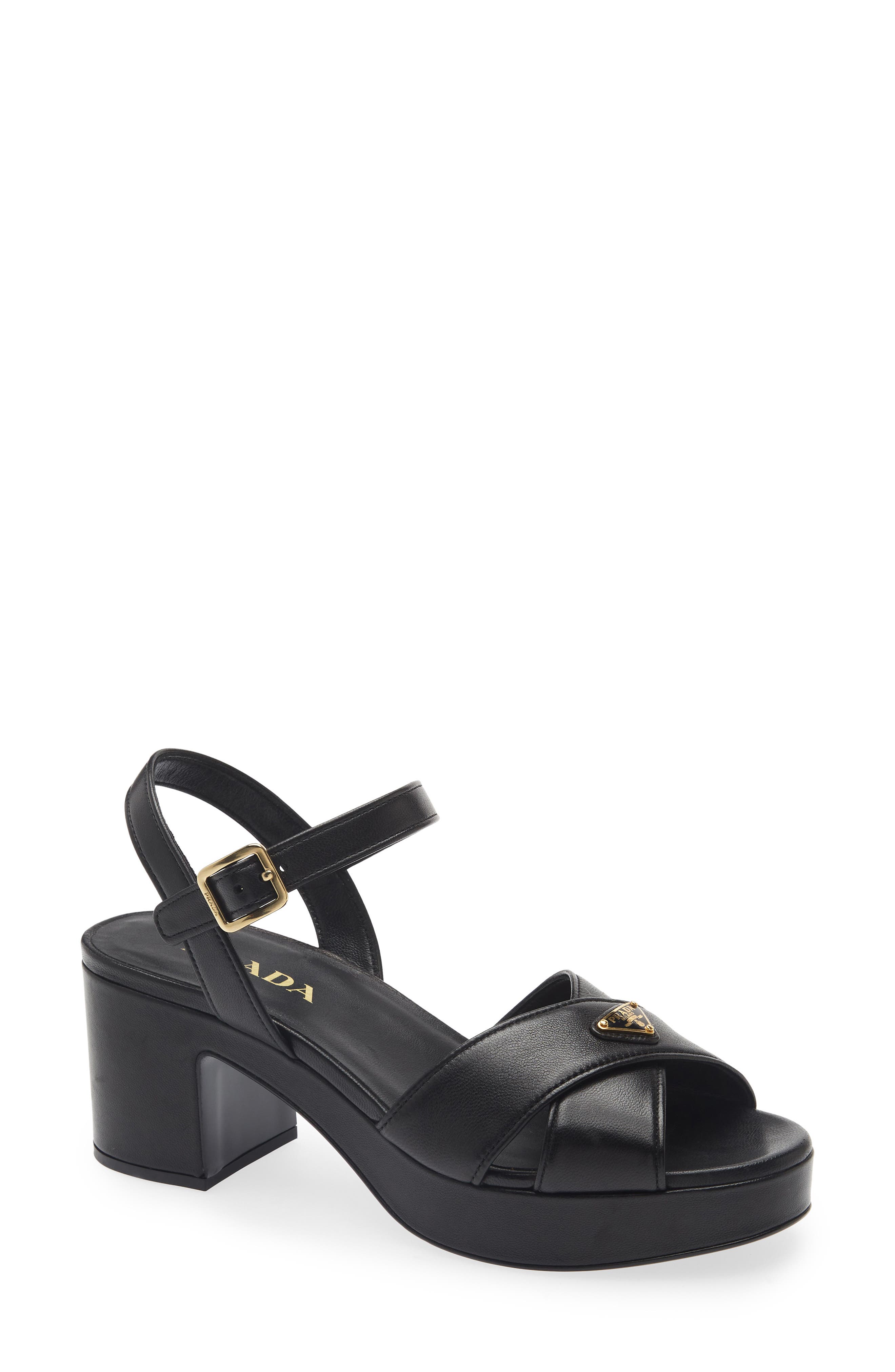 Logo Suede Platform Sandal, Main, color, NERO