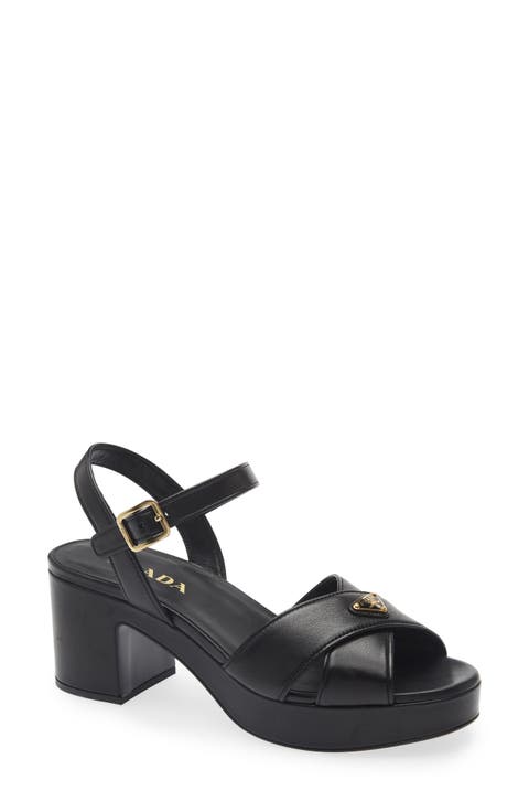 Logo Suede Platform Sandal