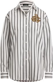 Lauren Ralph Lauren Relaxed Fit Stripe Cotton Button-Up Shirt
