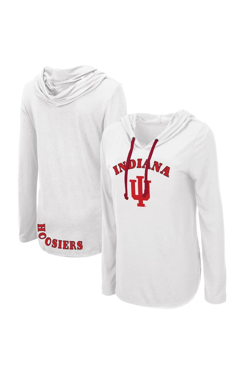 COLOSSEUM Women's Colosseum White Indiana Hoosiers My Lover Lightweight Hooded Long Sleeve T-Shirt, Main, color, White