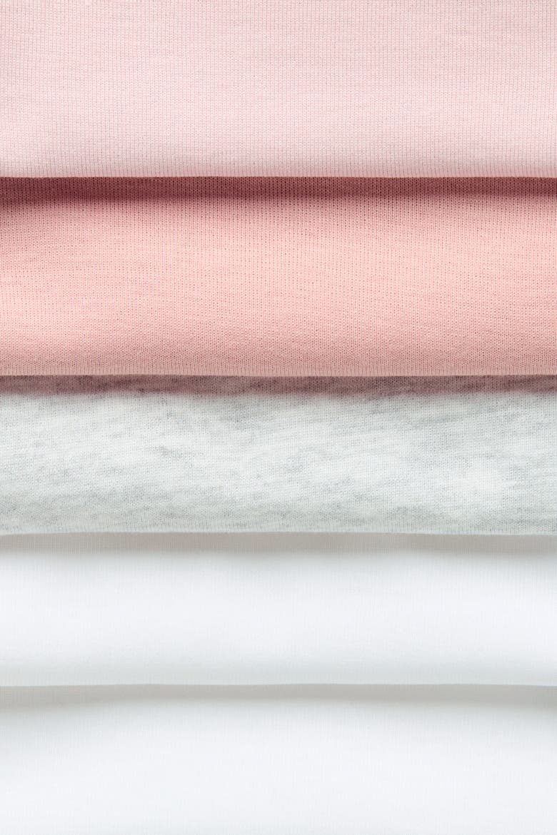 5-pack Cotton Bodysuits, Alternate, color, Light pink/light gray melange