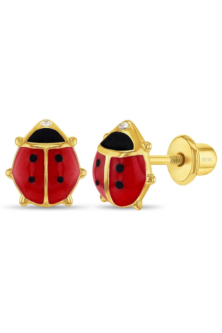 Adorable Enamel Ladybug Plated Earrings, Main, color, Red