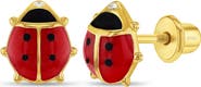 In Season Jewelry Adorable Enamel Ladybug Plated Earrings