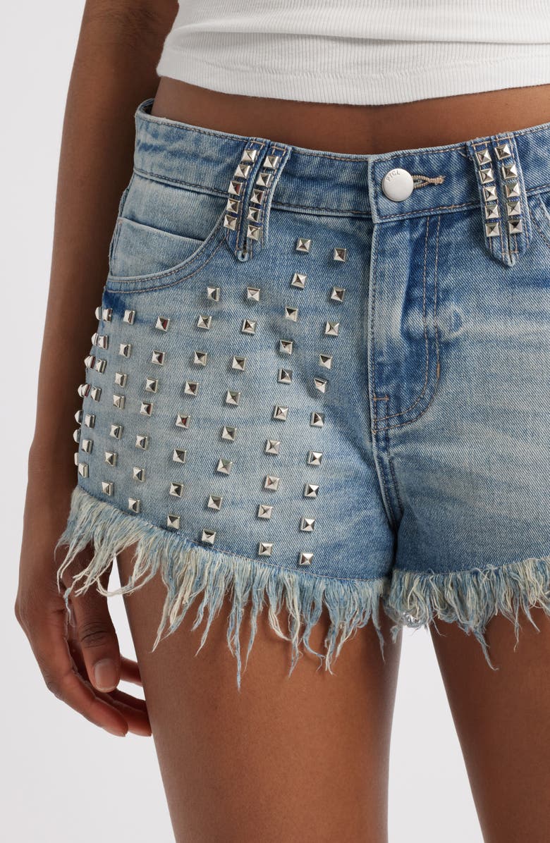 PTCL Amaris Studded Distressed Cutoff Denim Shorts, Alternate, color,