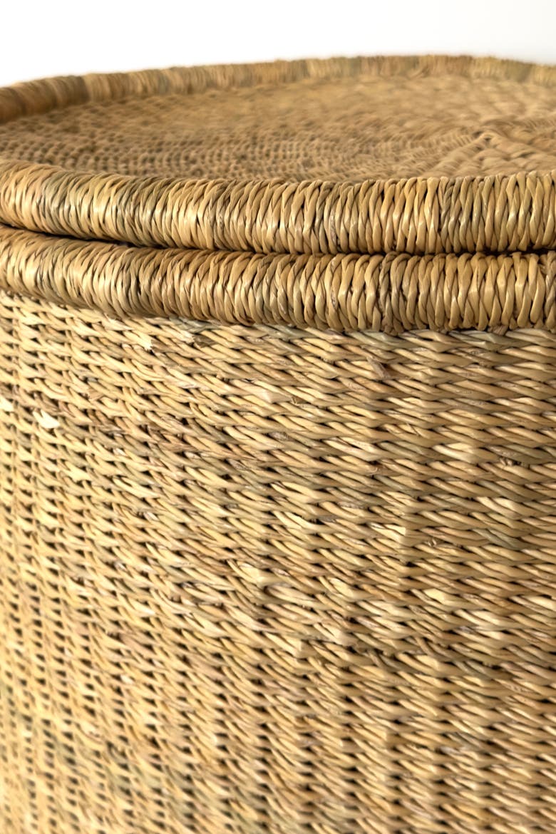 Handwoven Hamper with Lid, Alternate, color, Natural