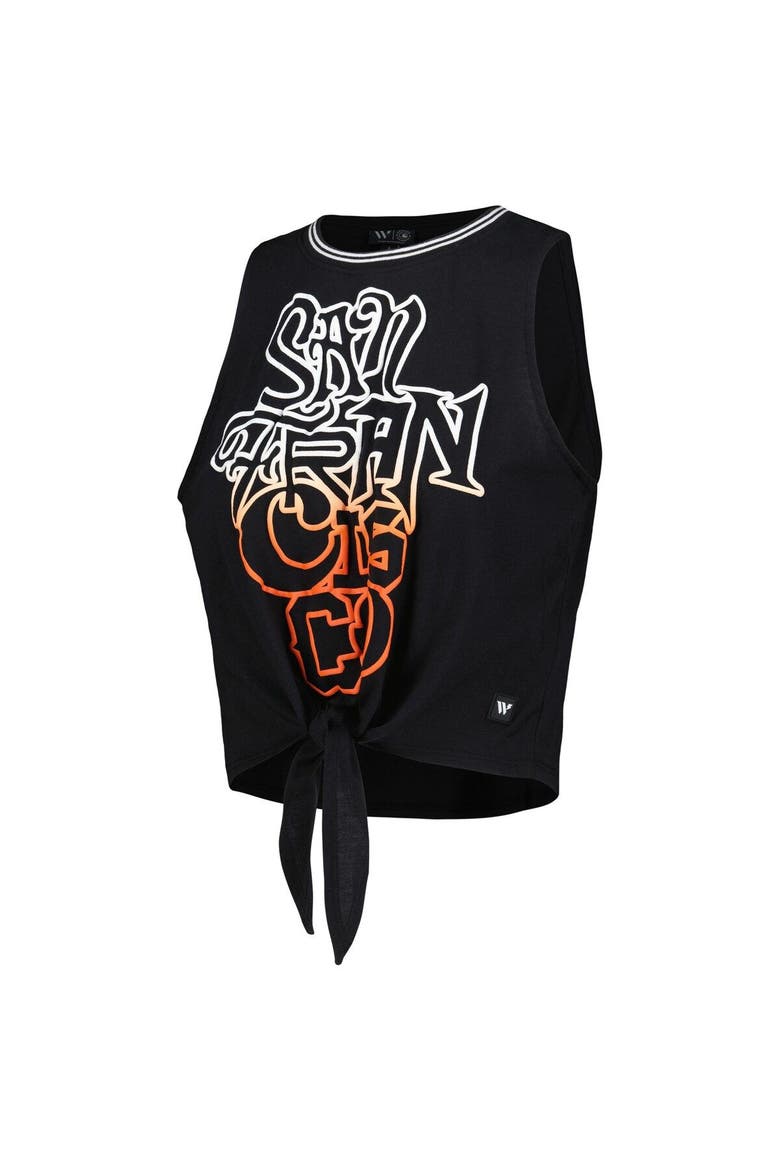 Women's The Wild Collective Black San Francisco Giants Twisted Tie Front Tank Top, Alternate, color, Black