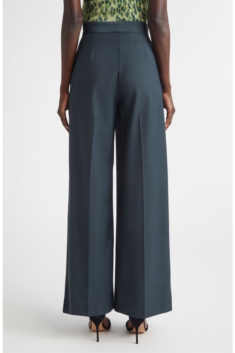 Mélange Wool Blend Stretch Twill Wide Leg Pants, Alternate, color, PINE MELANGE