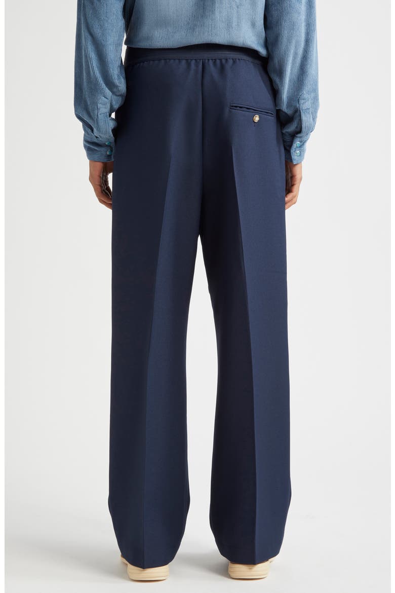 Elaine Logo Jacquard Waist Pleated Wide Leg Pants, Alternate, color, NAVY